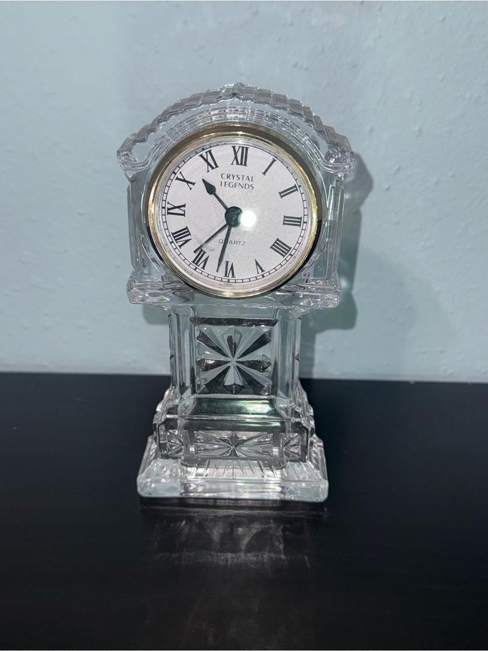Vintage Crystal Legends Godinger Quartz 24% Lead Crystal Grandfather Clock